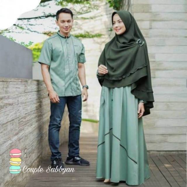 Jual Couple Set Muslim Cewe Cowo Suami Istri Syari Fashion Muslim Tanah