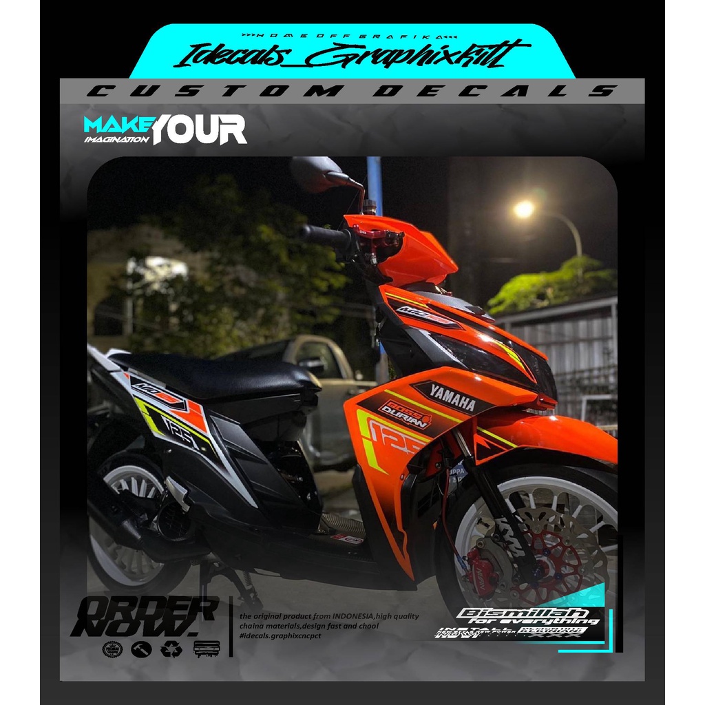 Jual 00308 sticker decals fullbody yamaha mio m3 tema garis racing