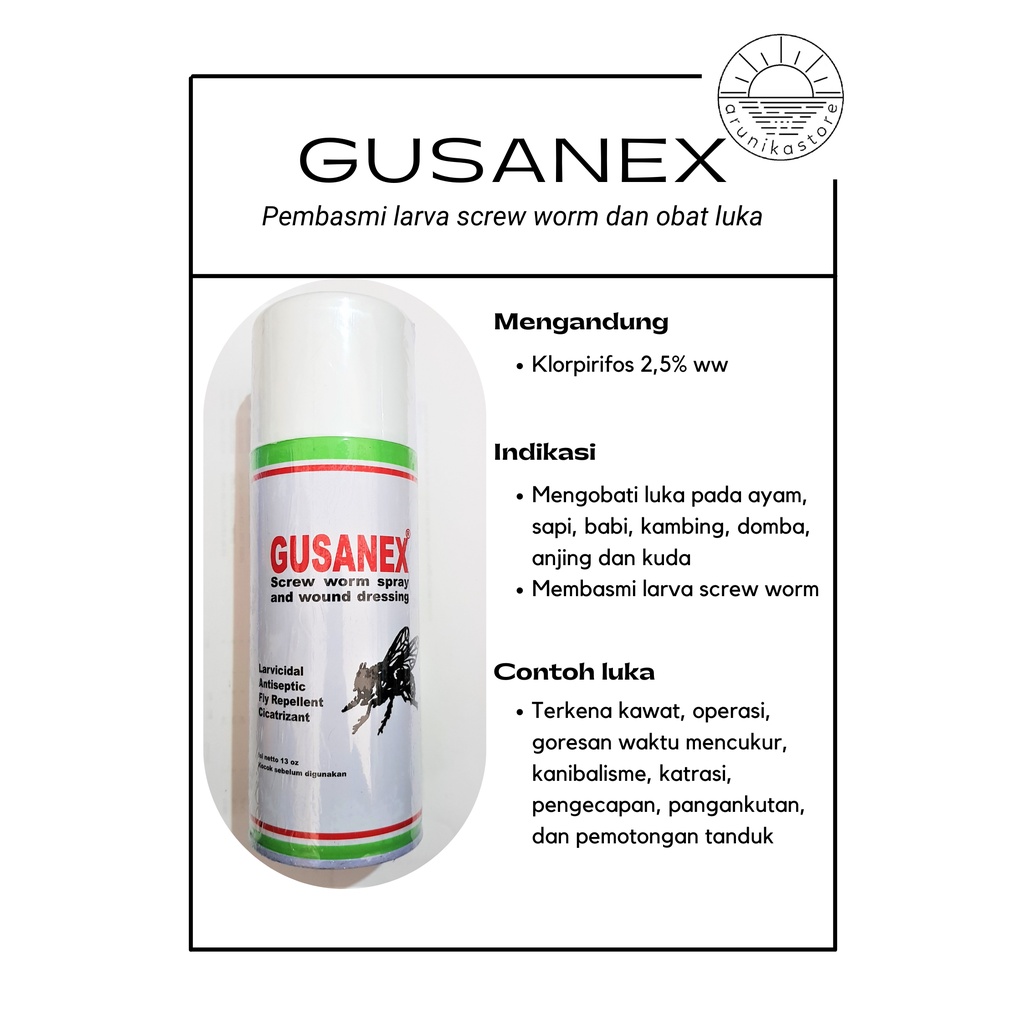 Jual GUSANEX | Obat luka antiseptik dan pembasmi larva cacing screw ...