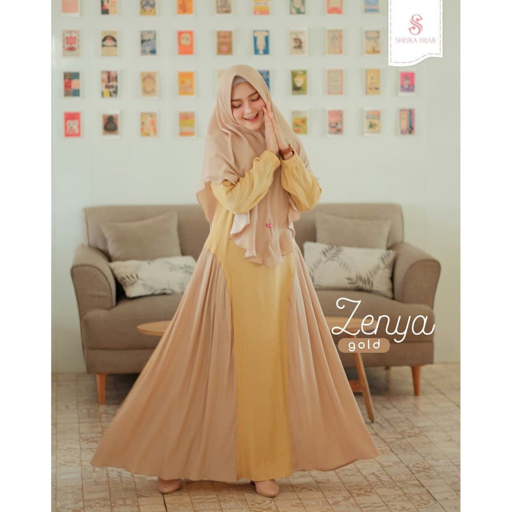 Jual GAMIS DAILY POLOS TWOTONE ZENYA DRESS by Sheika Hijab Shopee Indonesia