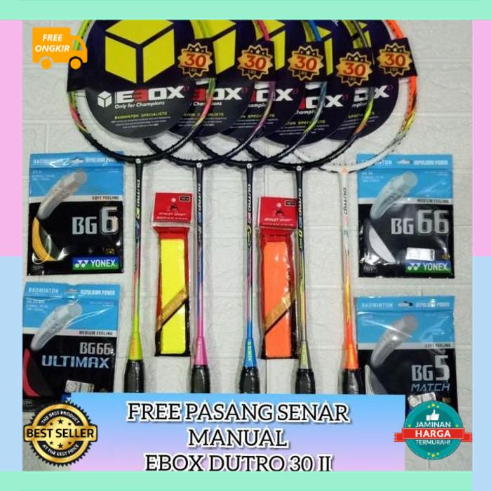 Jual Paket Komplit Raket Sesuai Gambar RAKET BADMINTON EBOX DUTRO 30 II ...