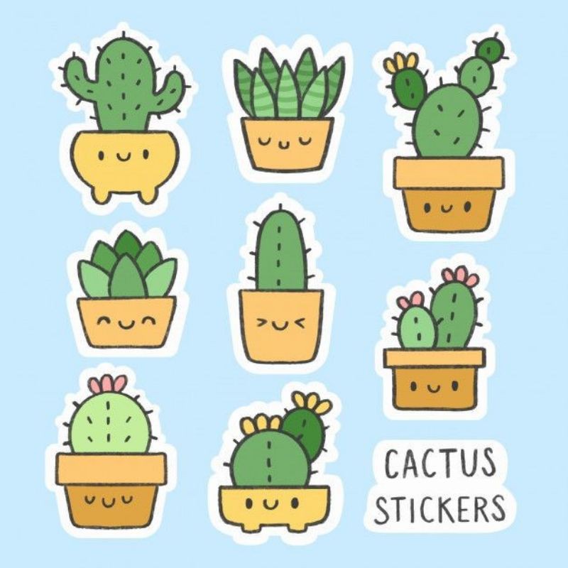 Jual sticker / stiker kaktus tumblr mini untuk diy, scrapbook, laptop |  Shopee Indonesia