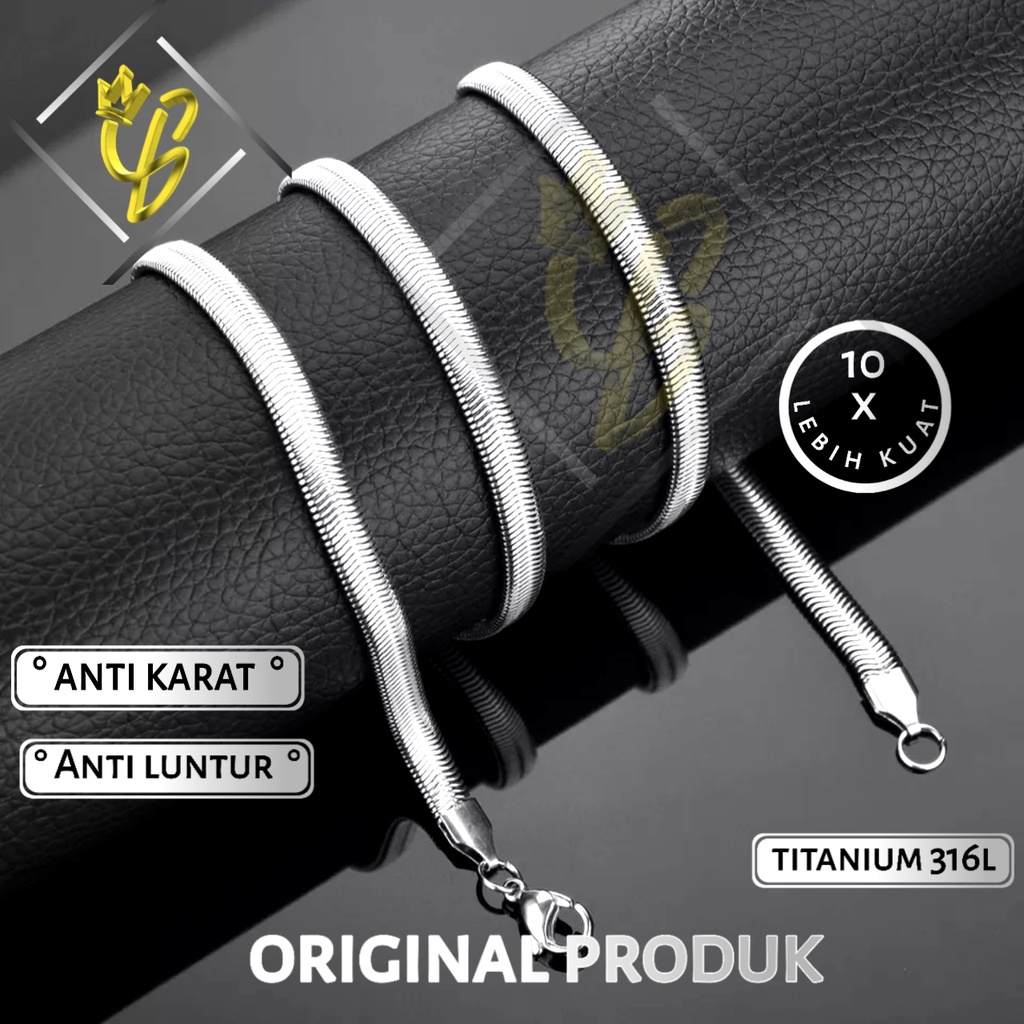 Jual Kalung Pria Titanium Anti Karat Asli Keren Warna Emas Putih Silver