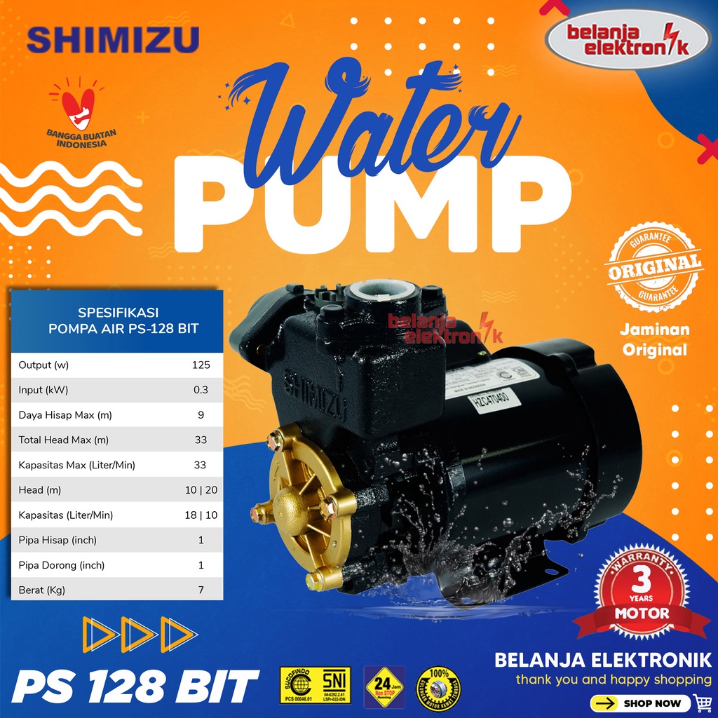 Jual WATER PUMP SHIMIZU PS 128 BIT POMPA AIR | Shopee Indonesia