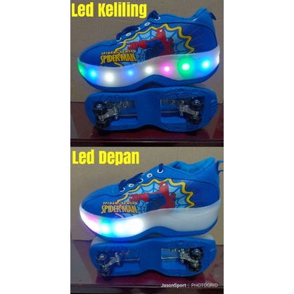 Jual Sepatu Roda 4 Lampu Spiderman Ori Import Sneakers Anak Cowo promo ...