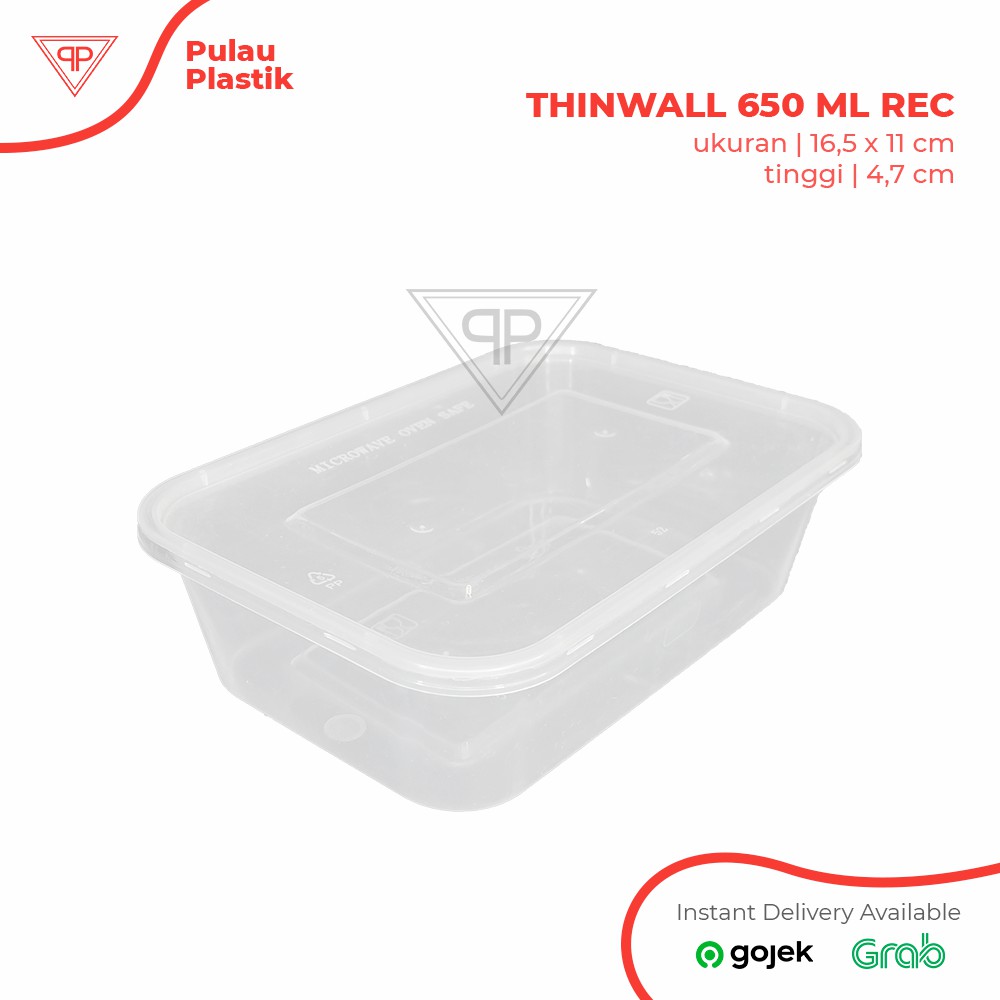 Jual Thinwall Persegi 650ml/Box Makanan/Kotak makanan/ Food Container ...