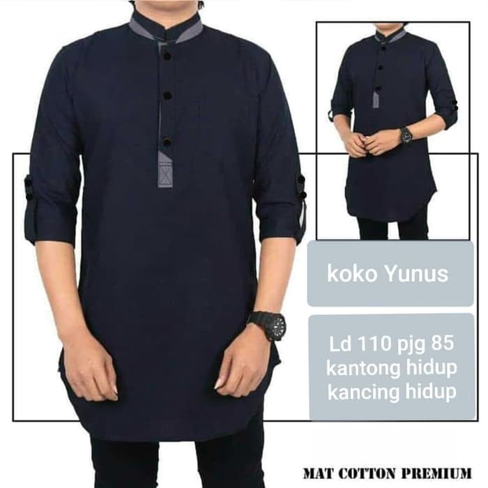 Jual baju koko pria katun KOKO YUNUS baju muslim pria keren koko pria