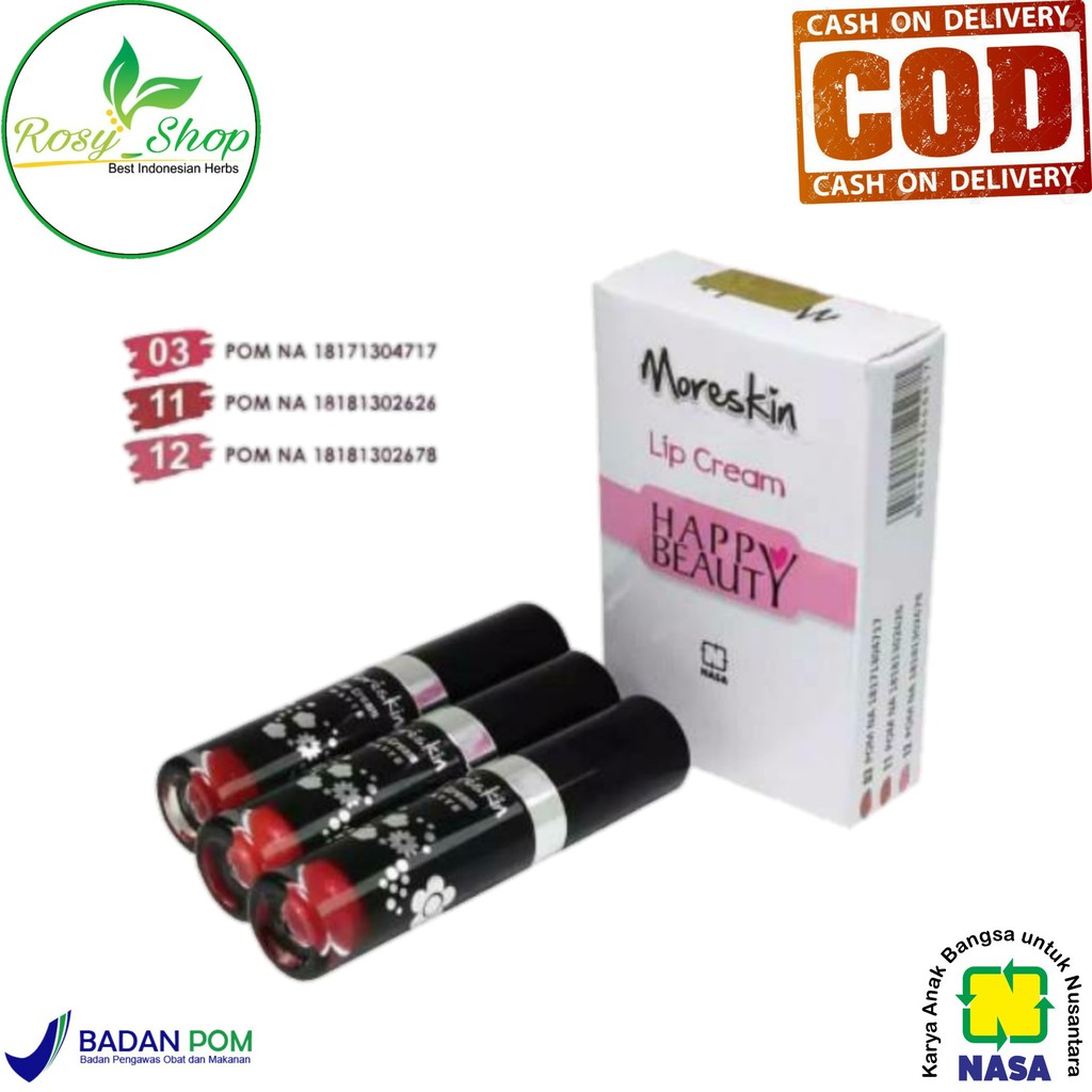 Jual Moreskin Lip Cream Happy Beauty/ Lip Cream Three In One | Shopee ...