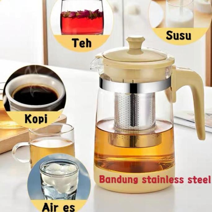 Jual Teko Teh Kopi Dengan Saringan 900ml Kaca Tea Pot Glass Elegan Unik Shopee Indonesia 8668