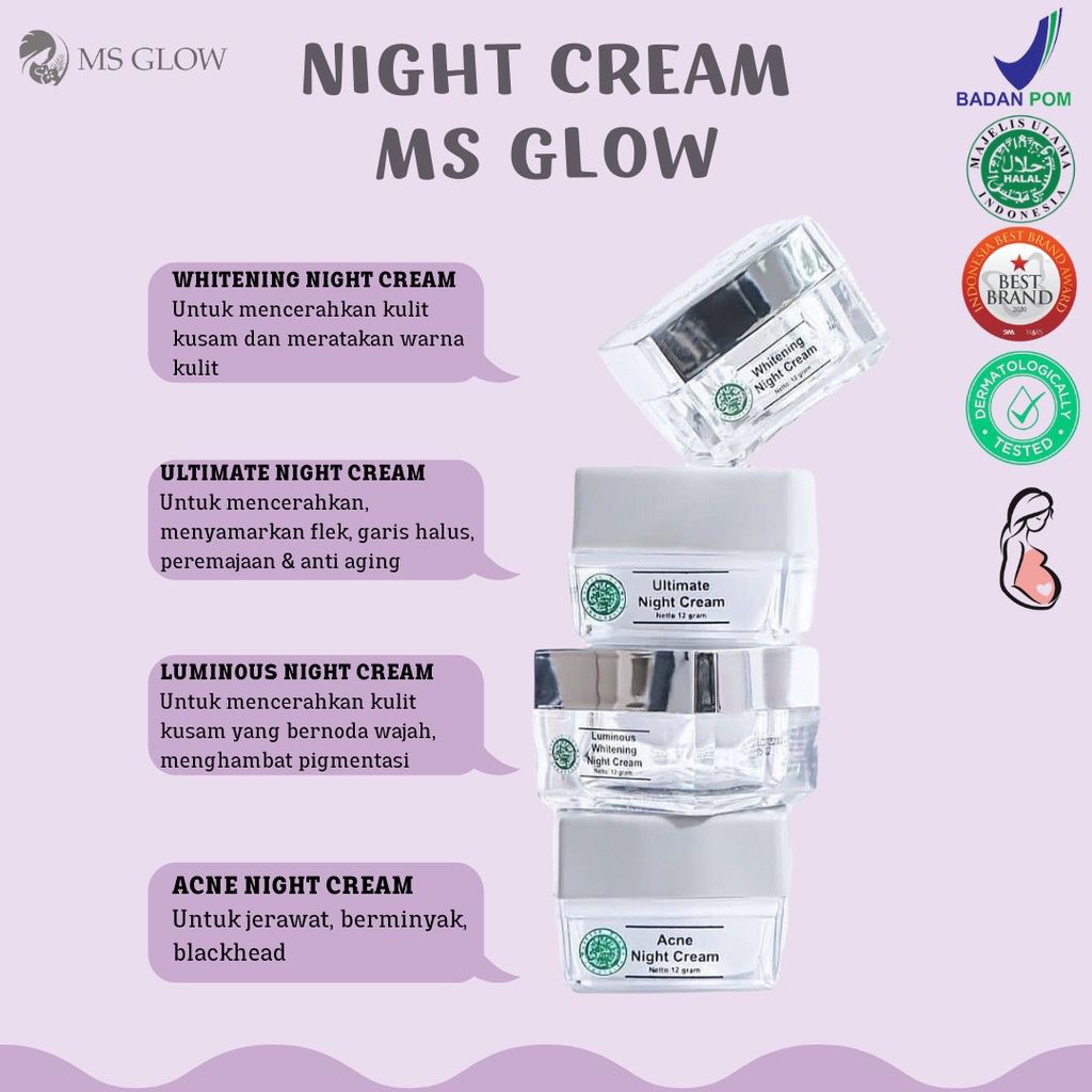 Jual Pengiriman Setiap Hari Bisa Instant Sameday Ultimate Night Cream Ms Glow Acne Night Cream