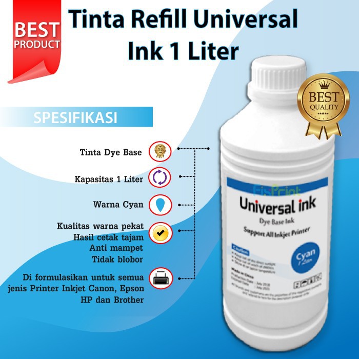 Jual Tinta Isi Ulang Liter Cyan Printer Canon Xp Epson Brothr Murah