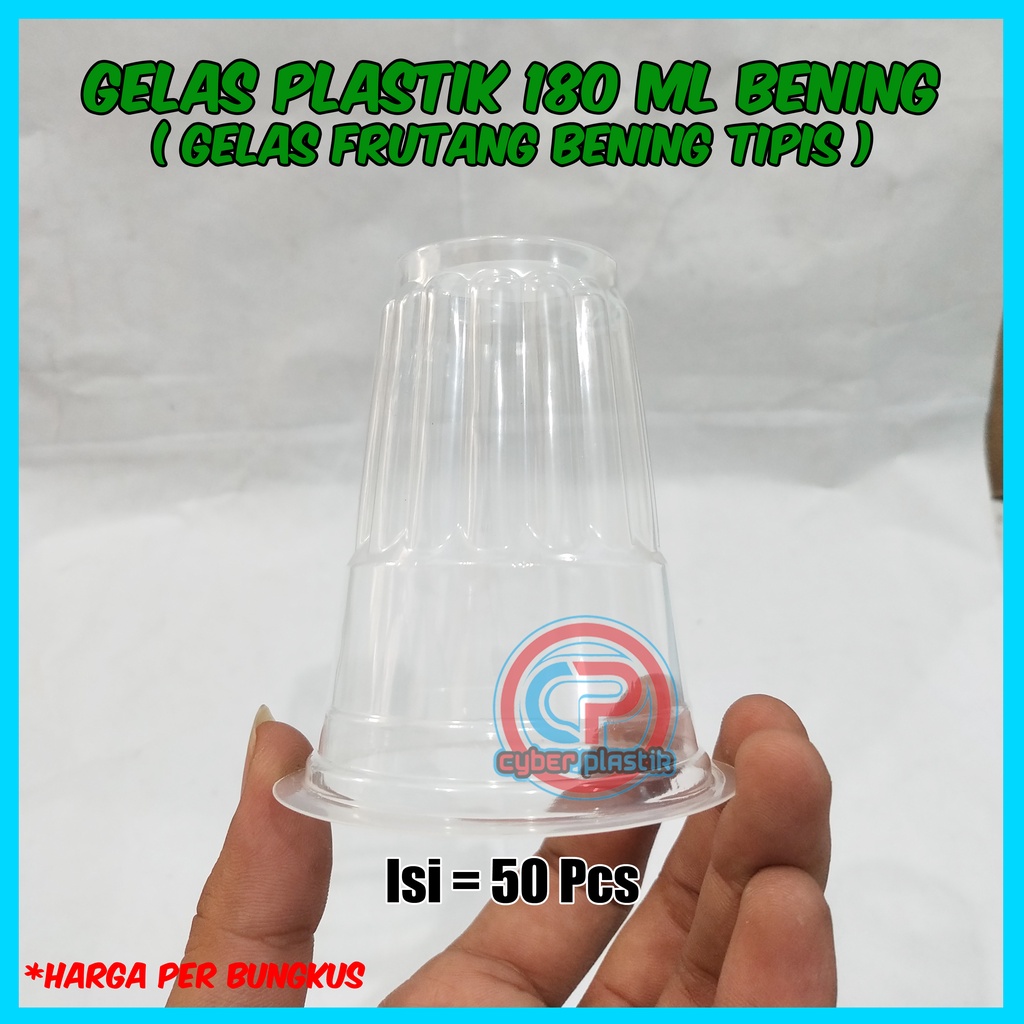 Jual Gelas Plastik 180 ml Bening | Gelas Frutang Bening Tipis Isi 50 ...