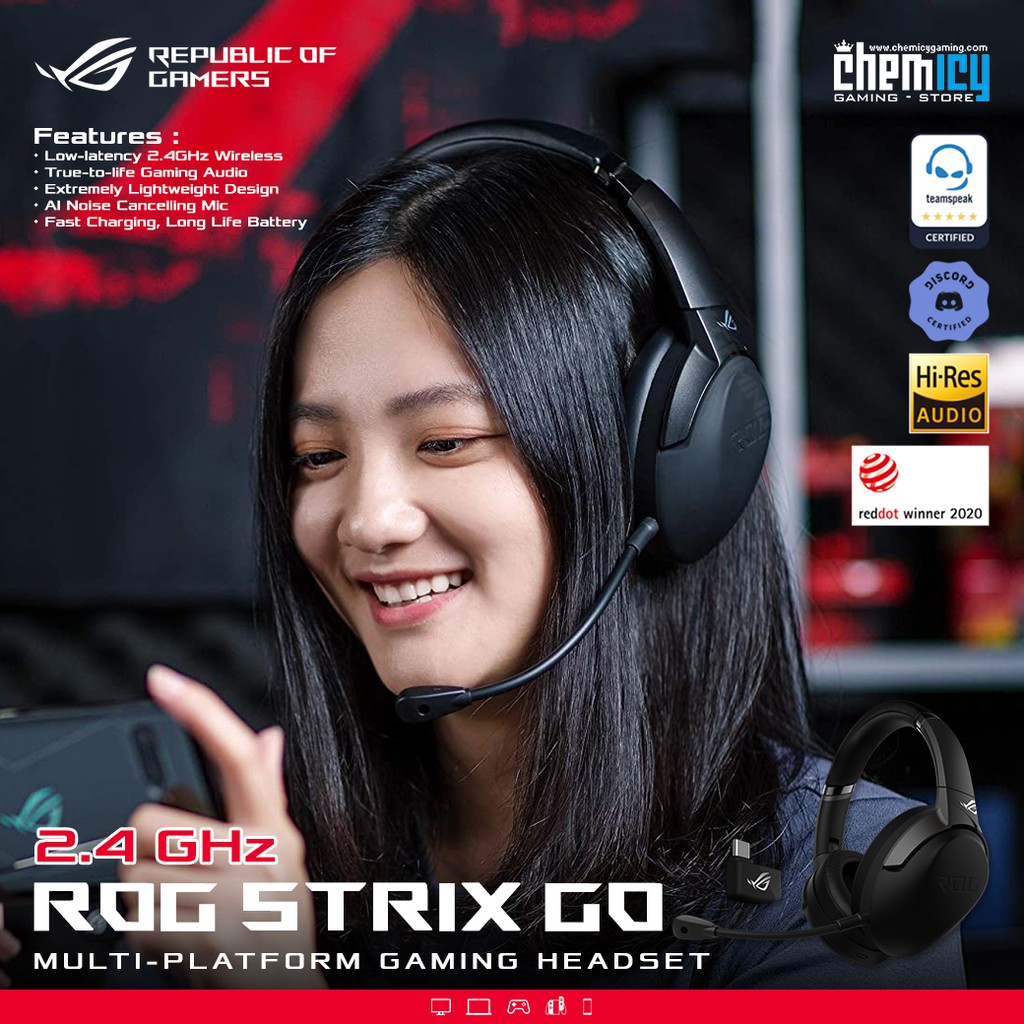 Jual Asus Rog Strix Go Wireless Gaming Headset With Ai Noise Cancelling