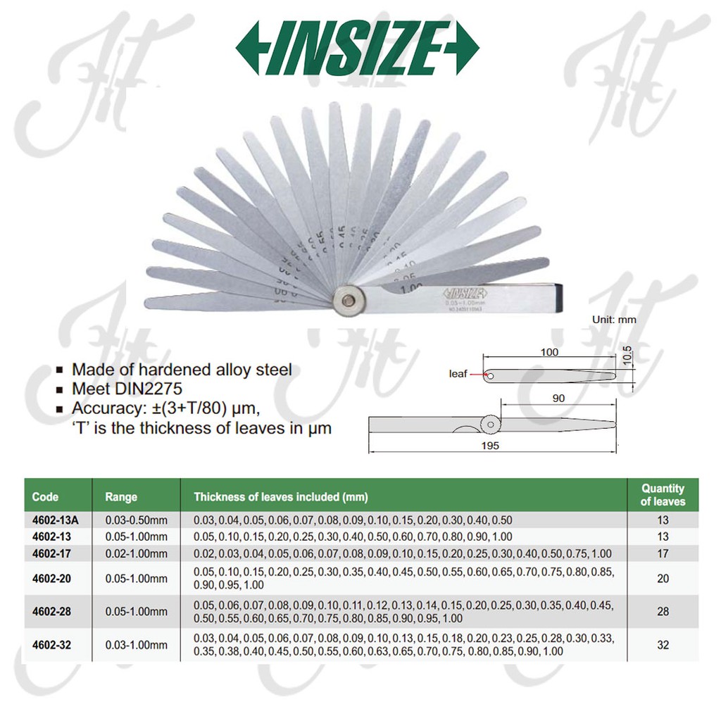 Jual INSIZE FEELER GAUGE 32 / FEELER GAGE INSIZE 460232 ALAT UKUR GAP