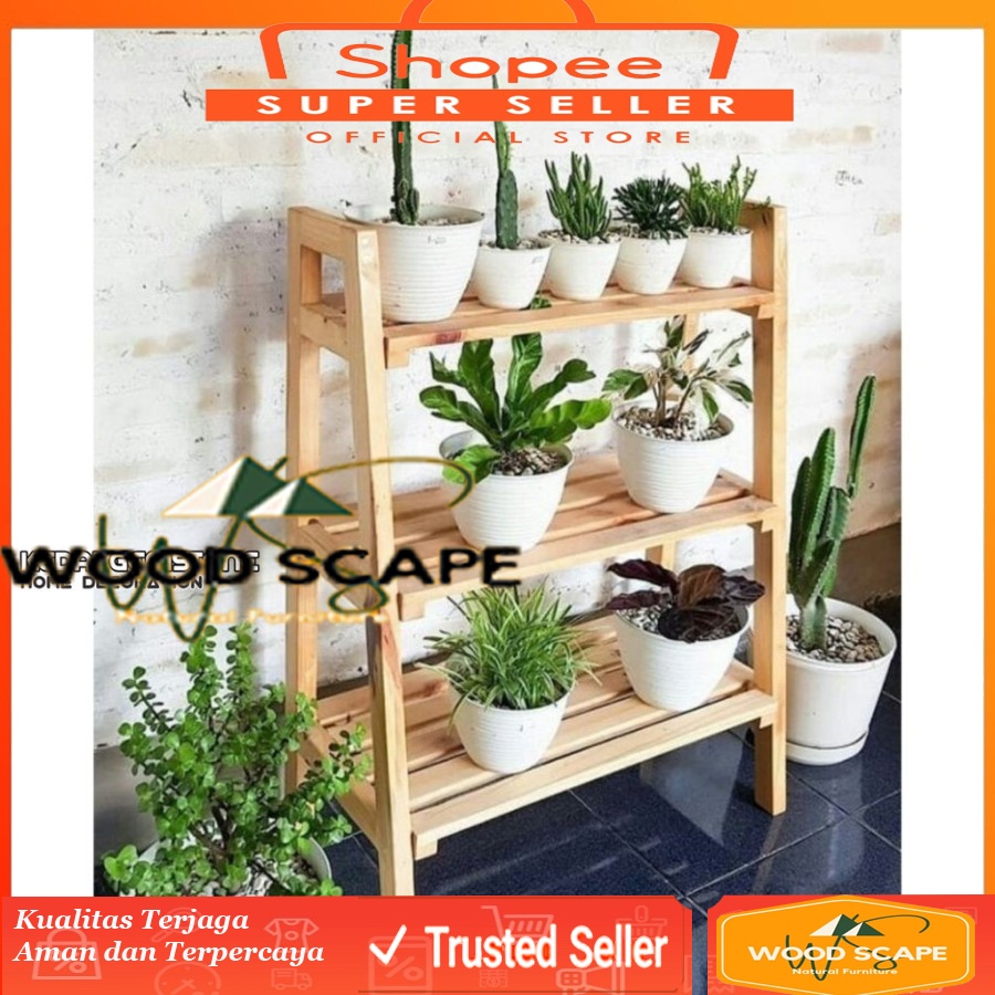 Jual Rak bunga kayu susun 3 tingkat / rak bunga susun 3 tingkat ...