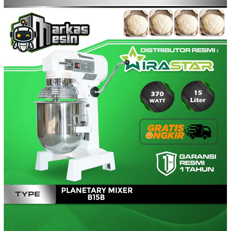 Jual Mesin Pengaduk Adonan Kue / Mixer 15 Liter WIRASTAR B15B