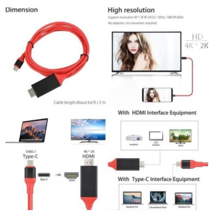 Jual Converter Type C Ke Kabel Hdmi Type-C To Hdtv Cable 2.0 | Shopee