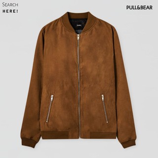 Faux suede bomber deals jacket pull and bear