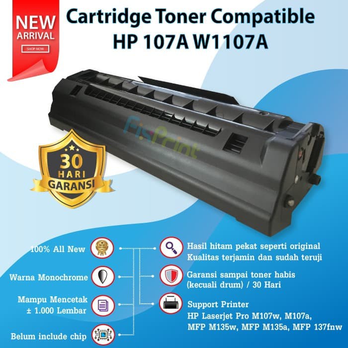 Jual Cartridge Toner Compatible HP W1107A 107A 106A 105A Printer M107a ...