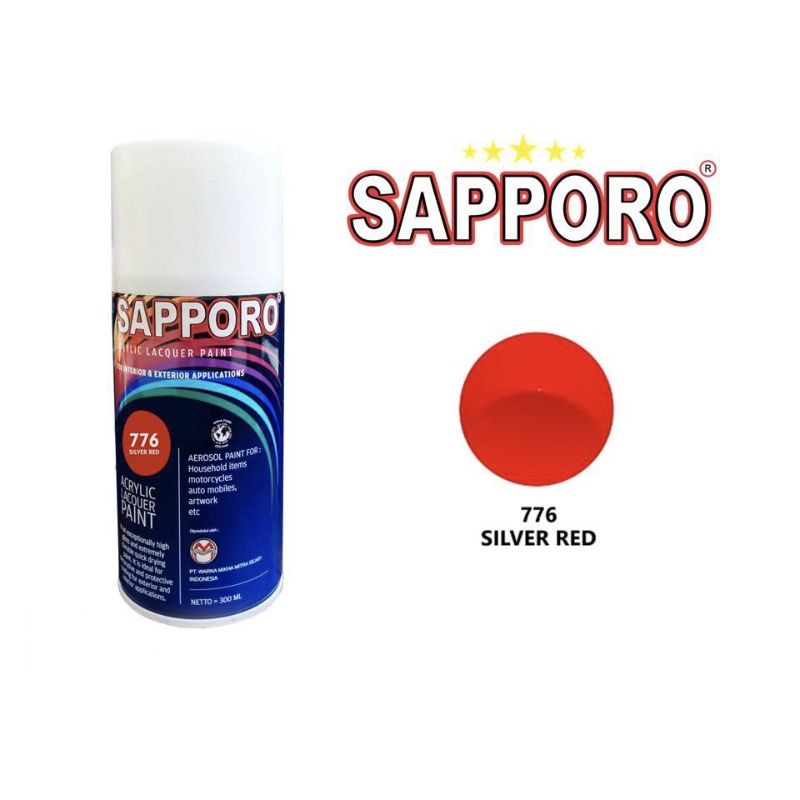 Jual SAPPORO 776 SILVER RED CAT DASAR SEMPROT SPRAY PAINT WARNA MERAH ...