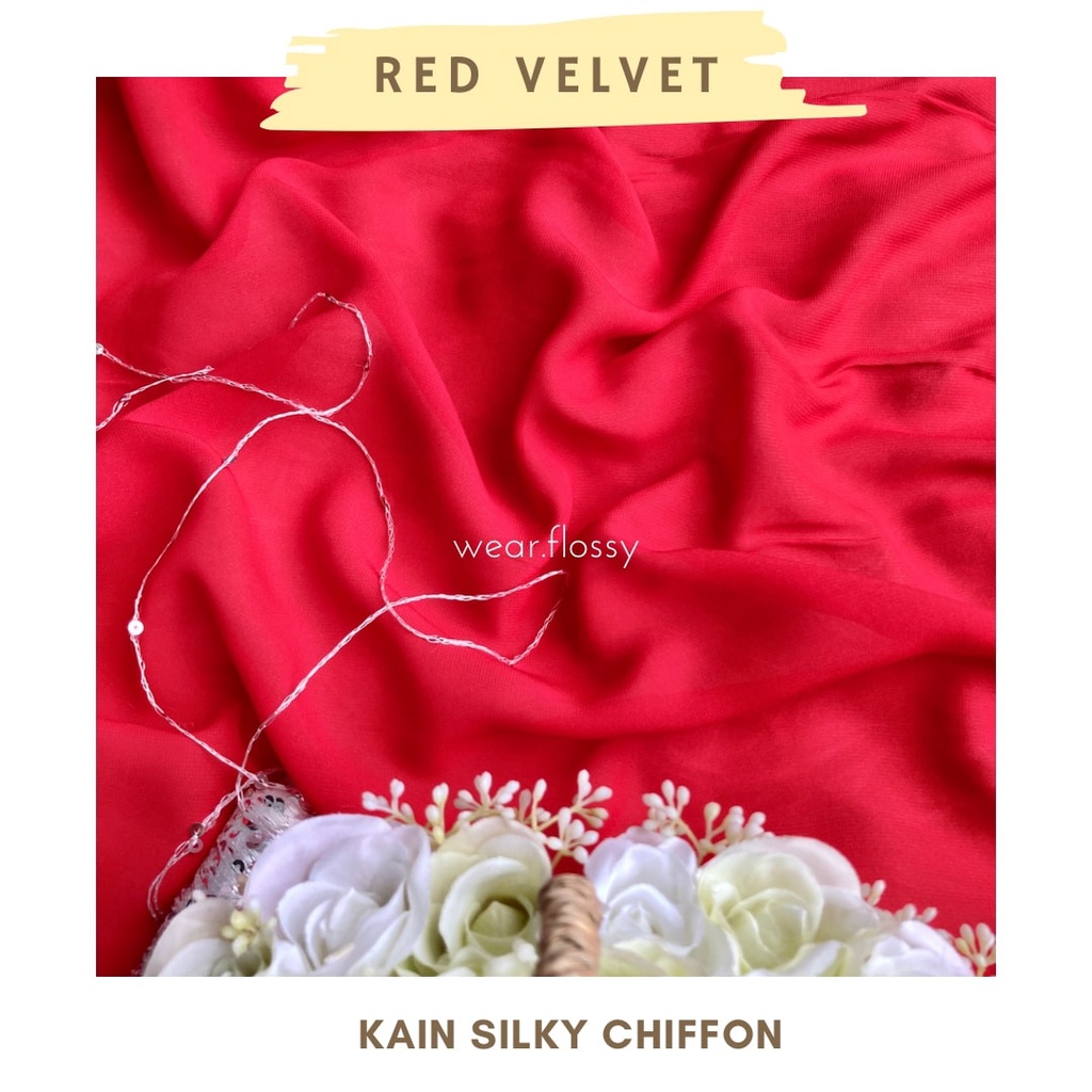 Jual Kain Silky Chiffon/Silky Sifon Color Merah Series 1 meter (Lebar ...