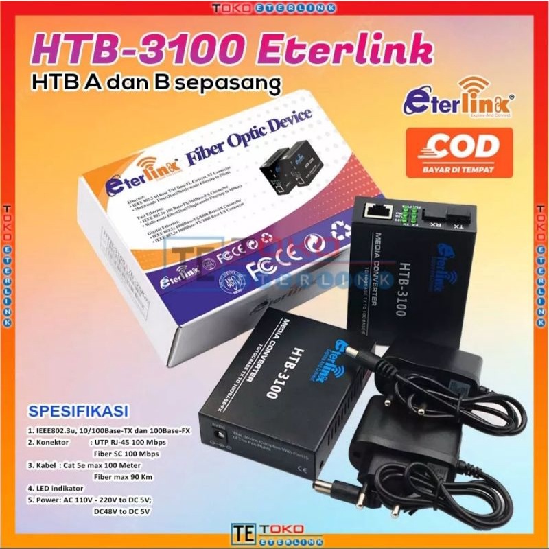 Jual HTB 3100 A+B Single Mode Media Converter Fiber Optik | Shopee ...