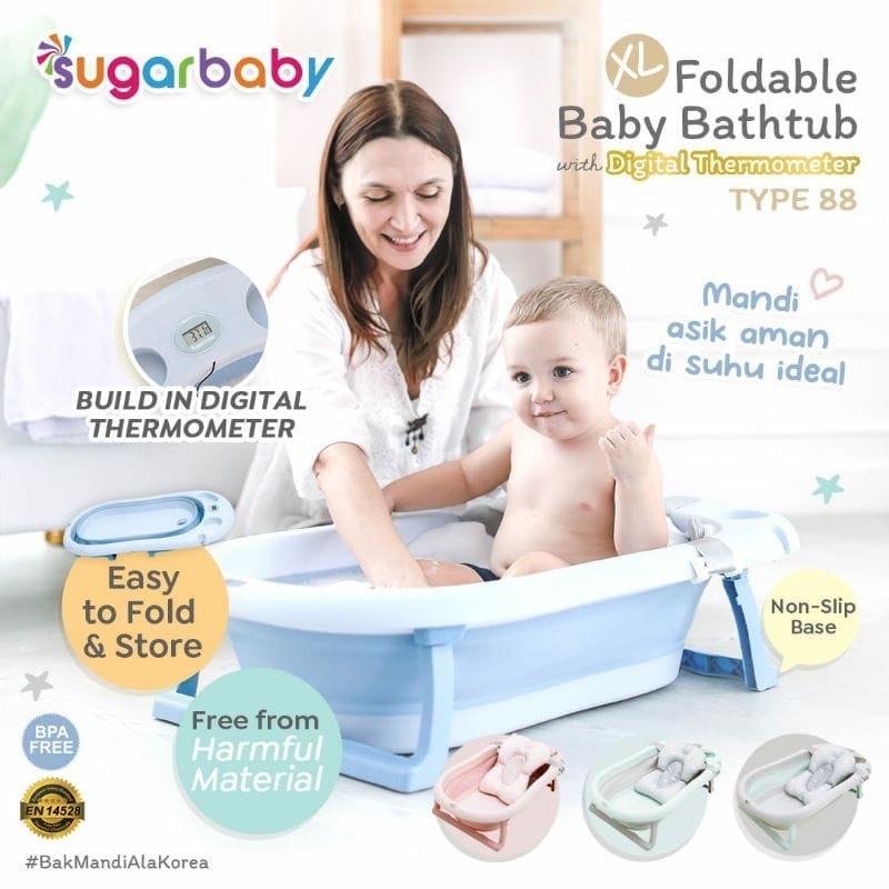 Jual Sugarbaby Foldable Baby Bathtub With Digital Thermometer / Bak ...