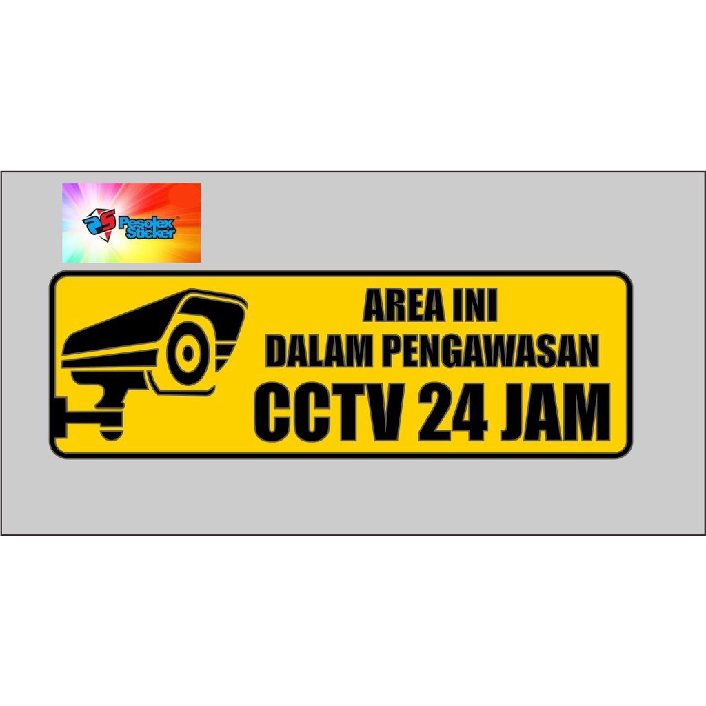 Jual CUTTING STICKER Rambu CCTV /stiker area ini dalam pengawasan cctv ...