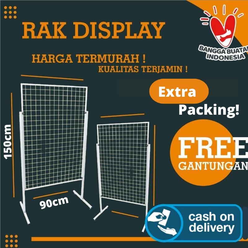 Jual [Ekstra Packing] Rak Mundo Berdiri Plus Kaki dan Gantungan 150 x ...
