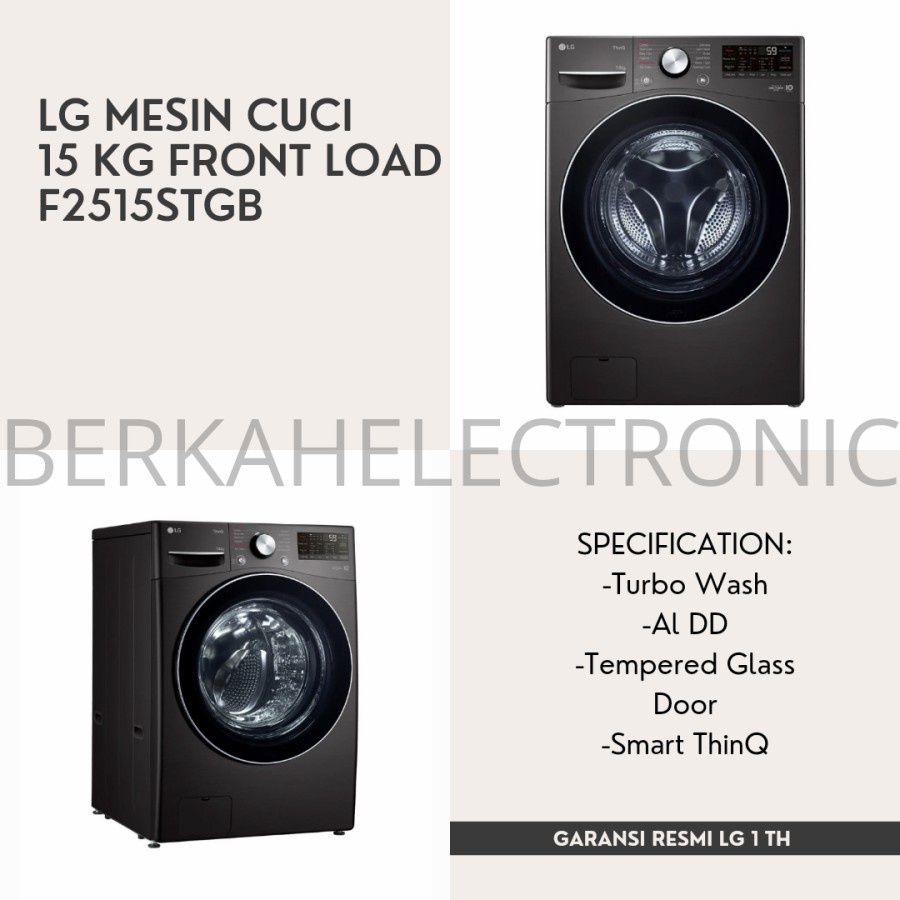 Jual LG MESIN CUCI 15 KG FRONT LOADING F2515STGB | Shopee Indonesia