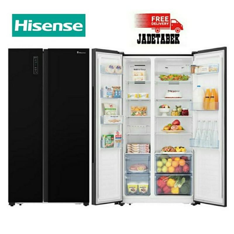 Jual Hisense Kulkas Side By Side Rs680n4iwbu Inverter Black Glass Door Kapasitas 620 Liter 2783