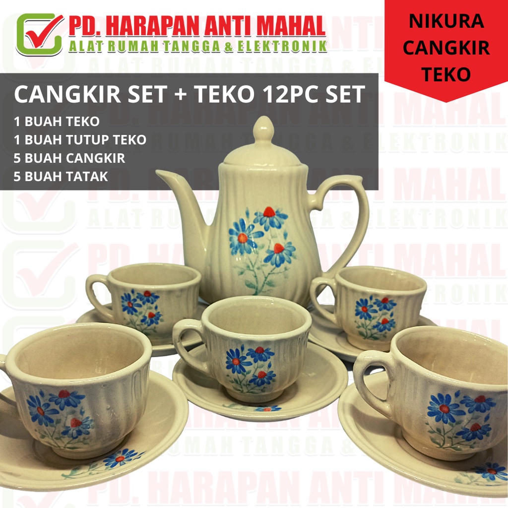 Jual Cangkir Set Teko Set Nikura Motif Bunga 12pcs Set Kramik Teko Tutup 5 Cangkir 5 4617