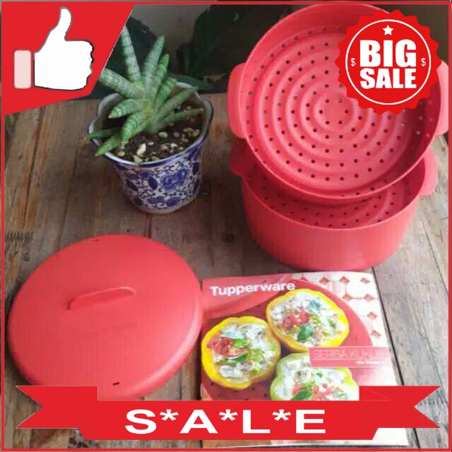 Jual Tupperware Steam It merah kukusan steamer 2 susun Tupperware ...