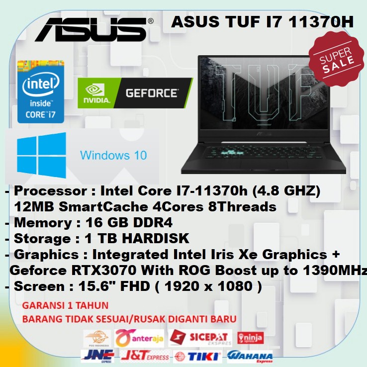 Jual LAPTOP LEPTOP RENDERING EDITING GAMING DESAIN GRAFIS ASUS TUF I7