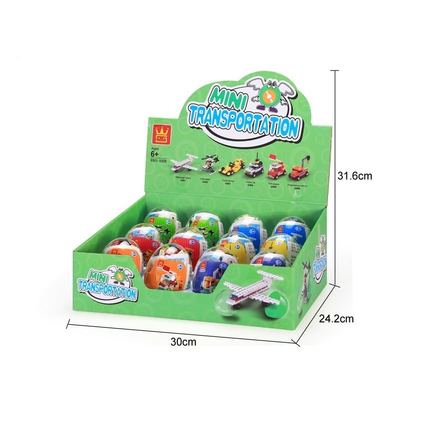 Jual Mini Transportation Capsule Egg 12 in 1 Box - Building Block Lego ...