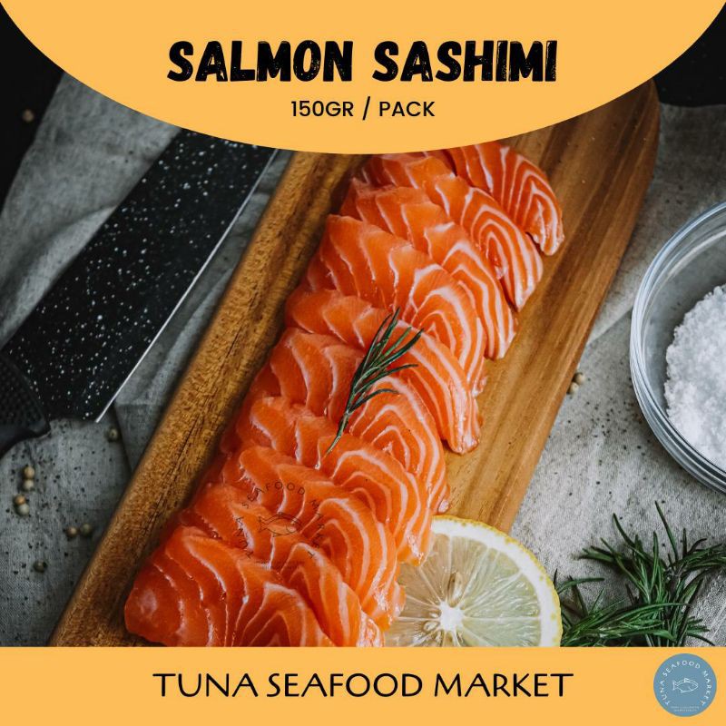 Jual SALMON SASHIMI GRADE (SUSHI) Fresh Atlantic Salmon 150 gr (Grab