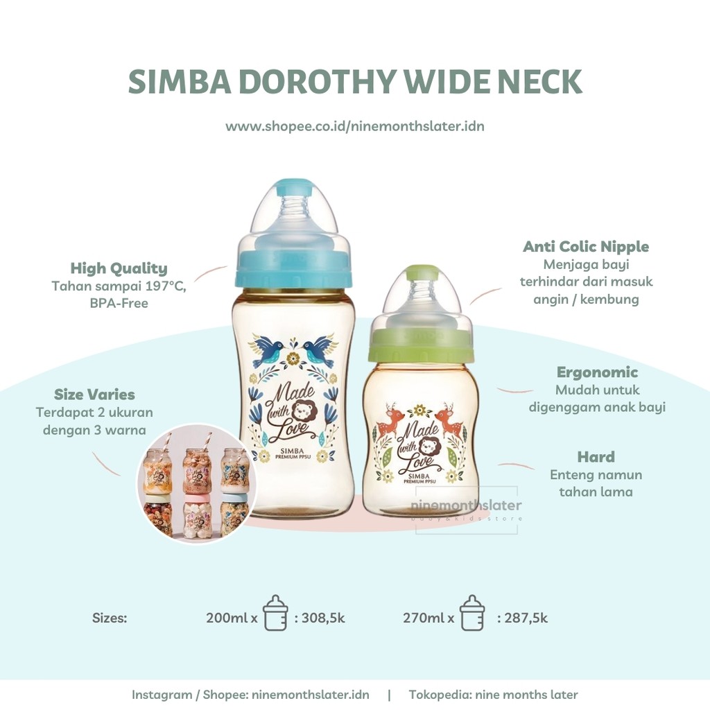 Jual Simba Standard / Wide Neck Feeding Bottle 150ml 200ml 270ml 320ml ...