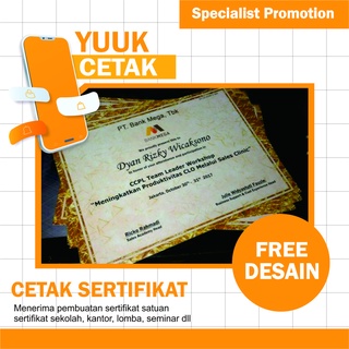 Jual CETAK SERTIFIKAT / CETAK PIAGAM PENGHARGAAN / Sertifikat Piagam ...