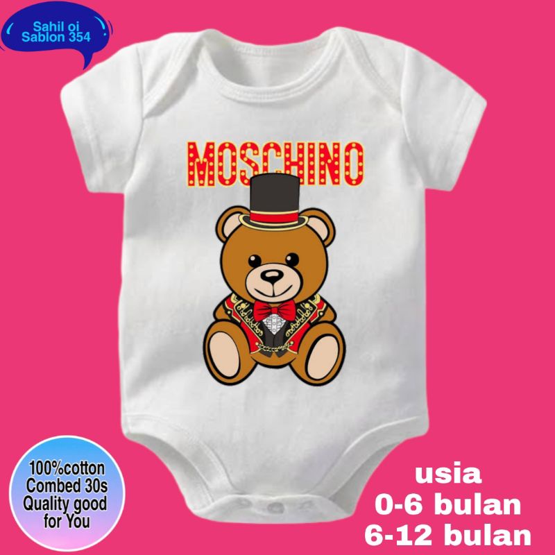 Baju bayi Jumper baby MOSCHINO jumpsuit baby laki-laki perempuan cotton  combed 30s Best Sellerr