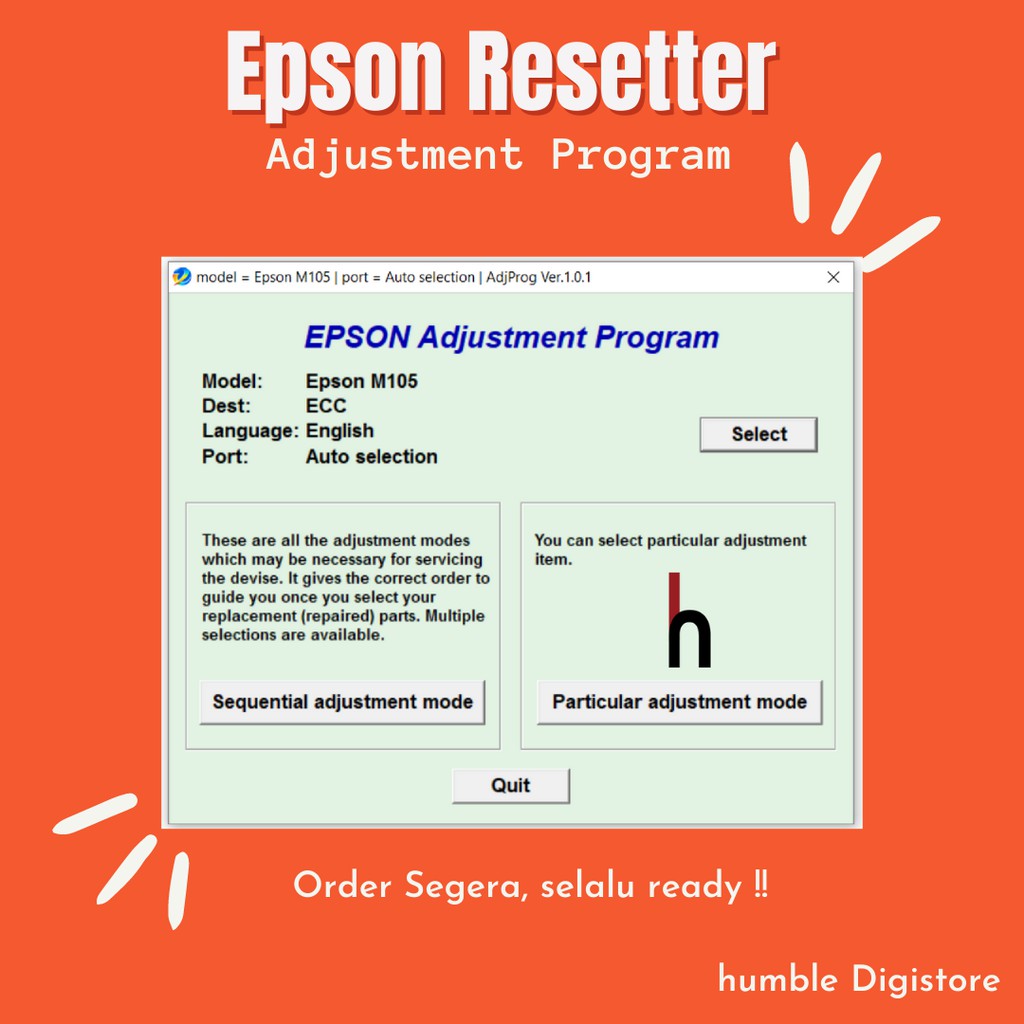 Jual Epson M105 Program Resetter / Waste Ink Pad Counter Reset Shopee