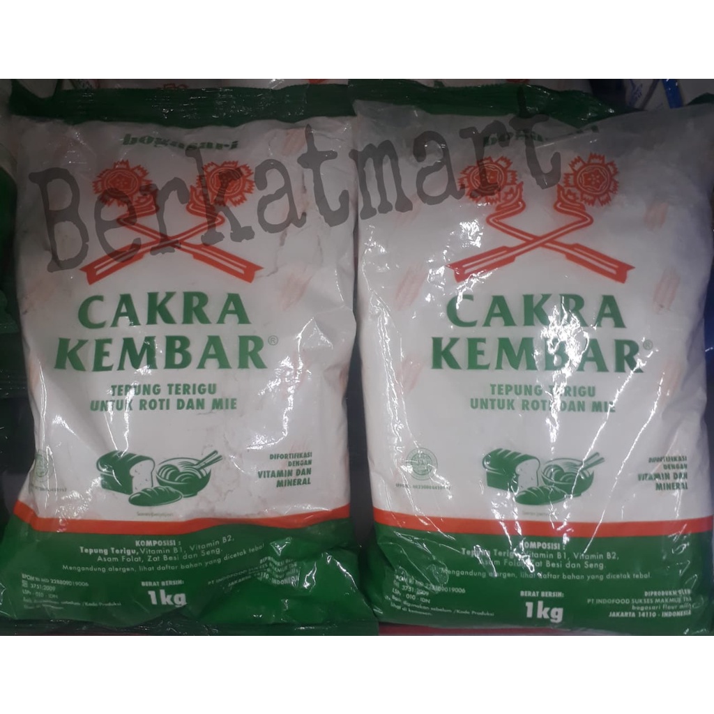 Jual Tepung Terigu Cakra Kembar Ekonomis Kemasan Bening 1 Kg Shopee