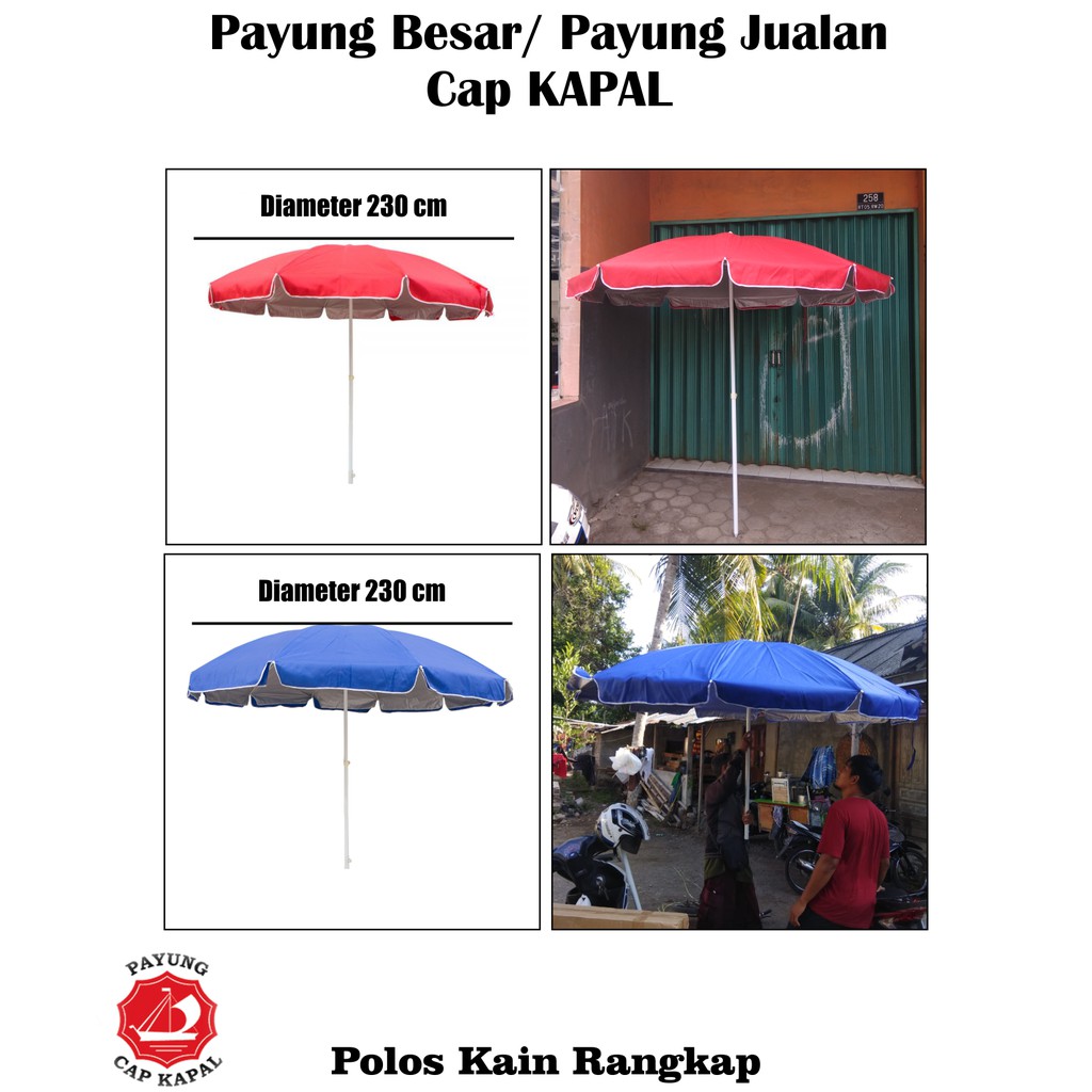 Jual payung jualan/ payung tenda motif polos kain rangkap diameter ...