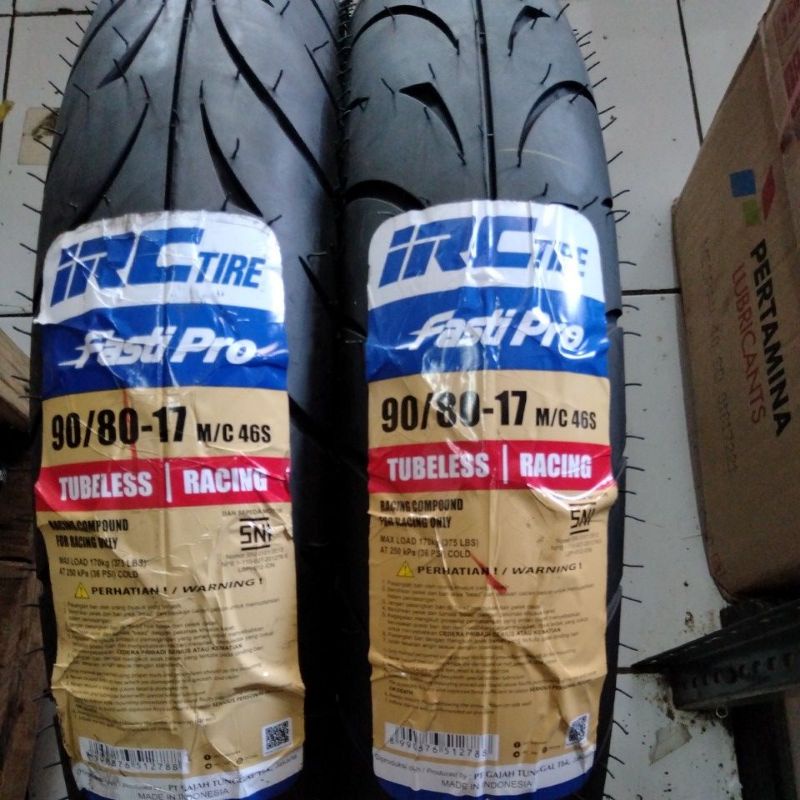 Jual Paket Sepasang Ban Tubles IRC FASTI Pro 2 Ban 90/80 - 17 Ban Motor ...