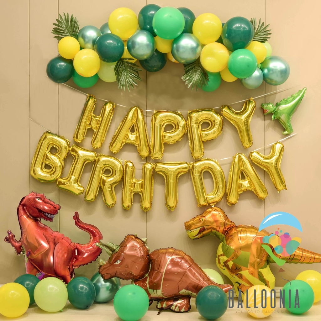 Jual SET Foil Balloon Birthday Dinosaurus Jungle | Dekorasi Balon Ulang