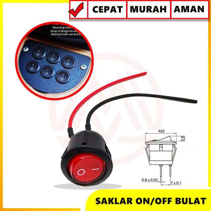 Jual SAKLAR ON OFF BULAT SWITCH ON/OFF TOMBOL BULAT LED MOTOR MOBIL 6A ...