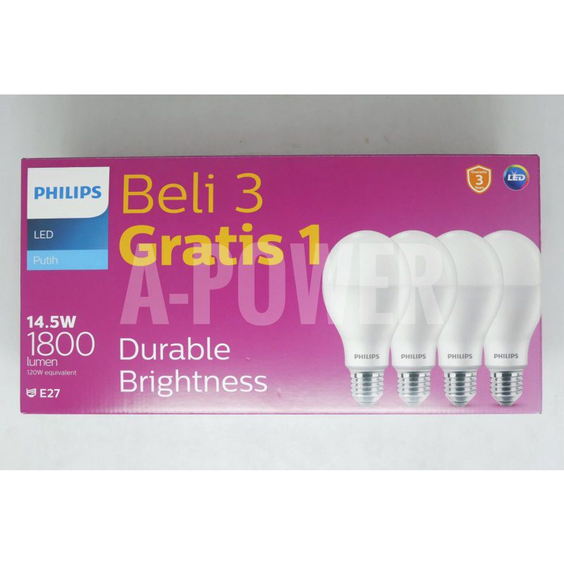 Jual Philips Lampu LED Bulb Bohlam Multipack 14 5W Putih Shopee Indonesia