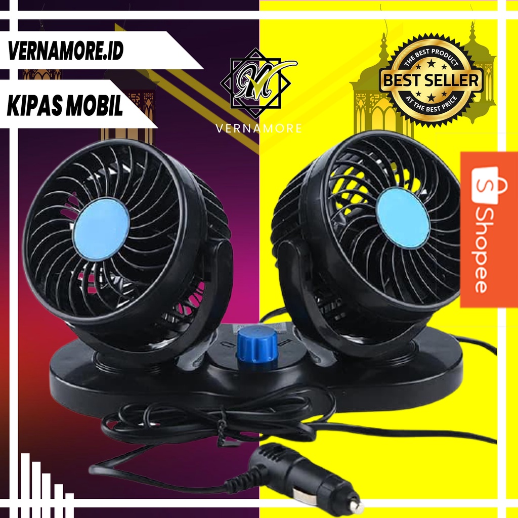 Jual Kipas Angin Mobil T304 Car Cooling Double Fan Kipas Angin Mobil 12 24 Volt Shopee Indonesia