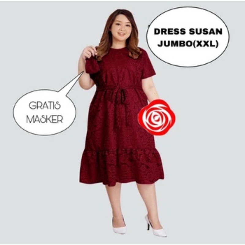 Jual DRES BRUKAT JUMBO/ MIDI DRESS BROKAT/ Susan - 28/ dress pesta xxxl