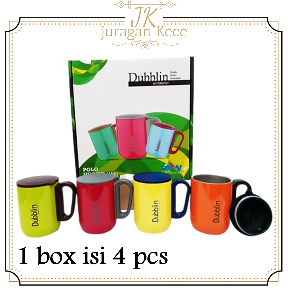 Jual 1 Set Isi 4 Pcs Dubblin Gelas Mug Polo 220ml Cangkir Minum Kopi Teh Stainless Steel 2910