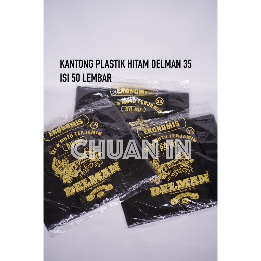 Jual Kantong Plastik Kresek Hitam Hd Ukuran 35 Isi 50 Lembar Delman Kantong Kresek Ekonomis 0269